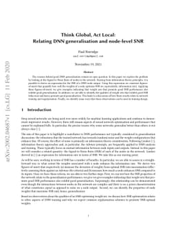 Think Global, Act Local: Relating DNN generalisation and node-level SNR