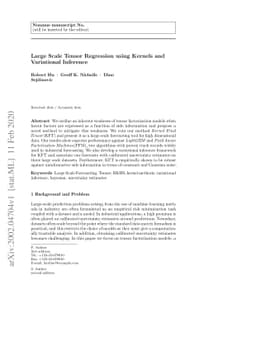 Large Scale Tensor Regression using Kernels and Variational Inference