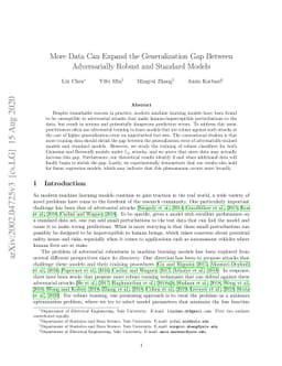 More Data Can Expand the Generalization Gap Between Adversarially Robust
  and Standard Models