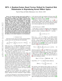 RFN: A Random-Feature Based Newton Method for Empirical Risk
  Minimization in Reproducing Kernel Hilbert Spaces