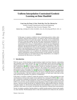 Uniform Interpolation Constrained Geodesic Learning on Data Manifold