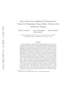 Force-Sensor-Less Bilateral Teleoperation Control of Dissimilar
  Master-Slave System with Arbitrary Scaling