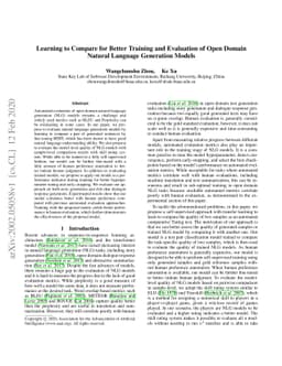Learning to Compare for Better Training and Evaluation of Open Domain
  Natural Language Generation Models