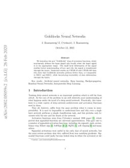 Goldilocks Neural Networks