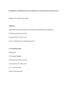 Development of modeling and control strategies for an approximated
  Gaussian process