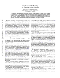 Deep Representation Learning for Dynamical Systems Modeling