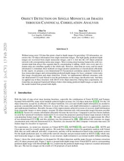 Object Detection on Single Monocular Images through Canonical
  Correlation Analysis
