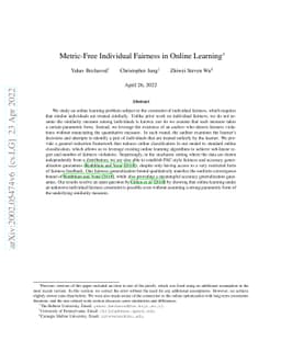 Metric-Free Individual Fairness in Online Learning