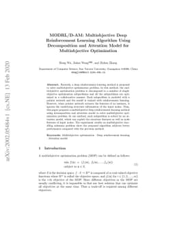 MODRL/D-AM: Multiobjective Deep Reinforcement Learning Algorithm Using
  Decomposition and Attention Model for Multiobjective Optimization