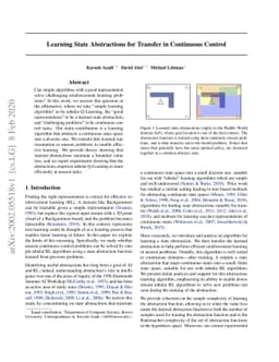 Learning State Abstractions for Transfer in Continuous Control