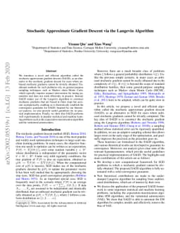 Stochastic Approximate Gradient Descent via the Langevin Algorithm