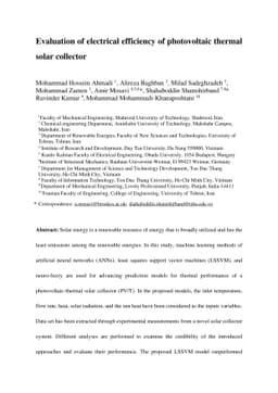 Evaluation of electrical efficiency of photovoltaic thermal solar
  collector