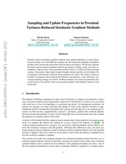 Sampling and Update Frequencies in Proximal Variance-Reduced Stochastic
  Gradient Methods