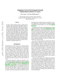 Adapting to Unseen Environments through Explicit Representation of
  Context