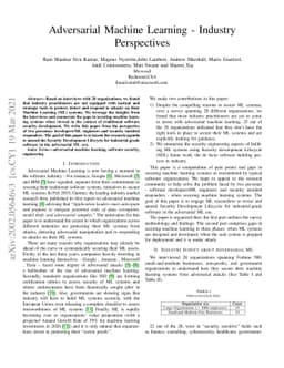 Adversarial Machine Learning -- Industry Perspectives