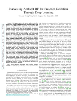 Harvesting Ambient RF for Presence Detection Through Deep Learning