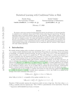 Statistical Learning with Conditional Value at Risk