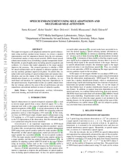 Speech Enhancement using Self-Adaptation and Multi-Head Self-Attention