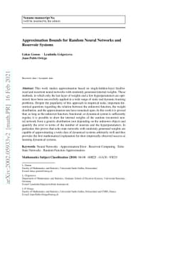 Approximation Bounds for Random Neural Networks and Reservoir Systems