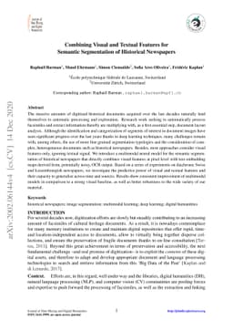 Combining Visual and Textual Features for Semantic Segmentation of
  Historical Newspapers