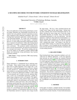 A Multiple Decoder CNN for Inverse Consistent 3D Image Registration