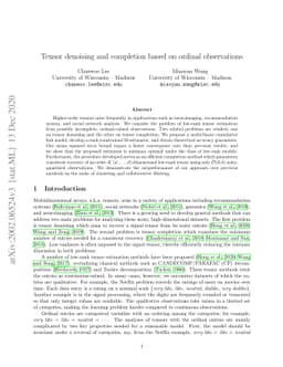 Tensor denoising and completion based on ordinal observations