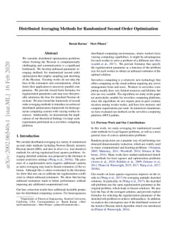 Distributed Averaging Methods for Randomized Second Order Optimization