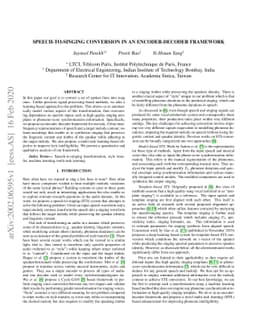 Speech-to-Singing Conversion in an Encoder-Decoder Framework
