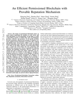 An Efficient Permissioned Blockchain with Provable Reputation Mechanism