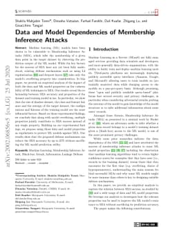 Data and Model Dependencies of Membership Inference Attack