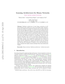 Learning Architectures for Binary Networks