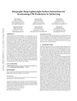 DeepLight: Deep Lightweight Feature Interactions for Accelerating CTR
  Predictions in Ad Serving