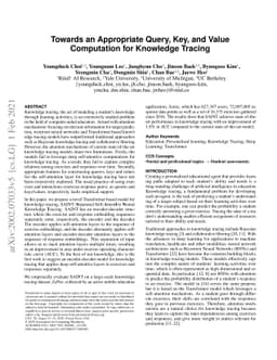 Towards an Appropriate Query, Key, and Value Computation for Knowledge
  Tracing
