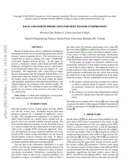Back-and-Forth prediction for deep tensor compression