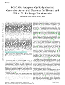 PCSGAN: Perceptual Cyclic-Synthesized Generative Adversarial Networks
  for Thermal and NIR to Visible Image Transformation