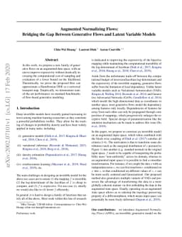 Augmented Normalizing Flows: Bridging the Gap Between Generative Flows
  and Latent Variable Models