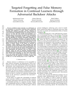 Targeted Forgetting and False Memory Formation in Continual Learners
  through Adversarial Backdoor Attacks