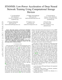 STANNIS: Low-Power Acceleration of Deep Neural Network Training Using
  Computational Storage