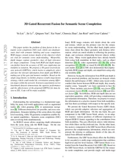 3D Gated Recurrent Fusion for Semantic Scene Completion
