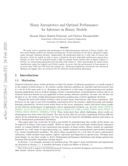 Sharp Asymptotics and Optimal Performance for Inference in Binary Models