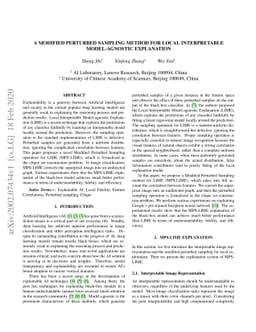 A Modified Perturbed Sampling Method for Local Interpretable
  Model-agnostic Explanation