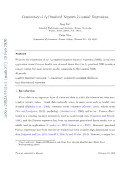 Consistency of $\ell _{1}$ Penalized Negative Binomial Regressions
