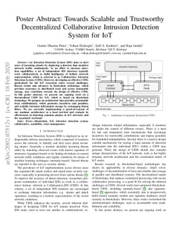 Poster Abstract: Towards Scalable and Trustworthy Decentralized
  Collaborative Intrusion Detection System for IoT