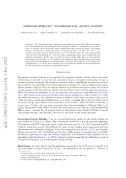 Improved Optimistic Algorithms for Logistic Bandits