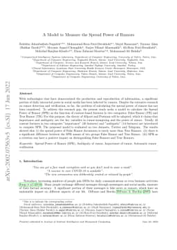 A Model to Measure the Spread Power of Rumors