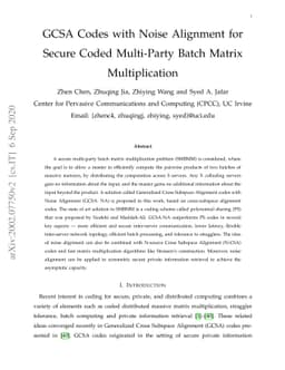 GCSA Codes with Noise Alignment for Secure Coded Multi-Party Batch
  Matrix Multiplication