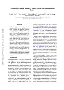 Learning by Semantic Similarity Makes Abstractive Summarization Better