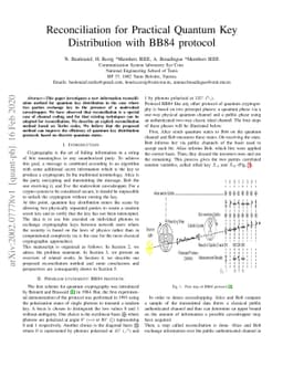 Reconciliation for Practical Quantum Key Distribution with BB84 protocol