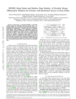 DFSSD: Deep Faults and Shallow State Duality, A Provably Strong
  Obfuscation Solution for Circuits with Restricted Access to Scan Chain