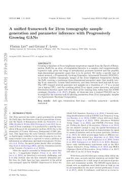 A unified framework for 21cm tomography sample generation and parameter
  inference with Progressively Growing GANs